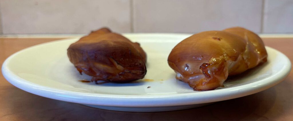 gerookte kipfilet, eind resultaat.